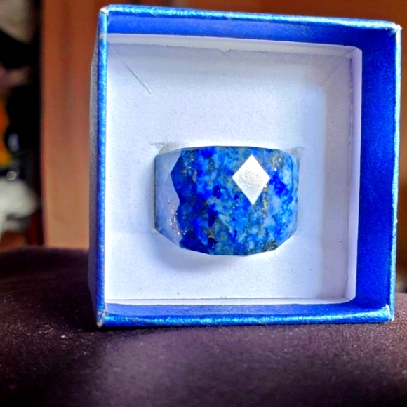 Djoy Other - Hand Carved Multifaceted Lapis Lazuli Stainless steel ring 40ctw